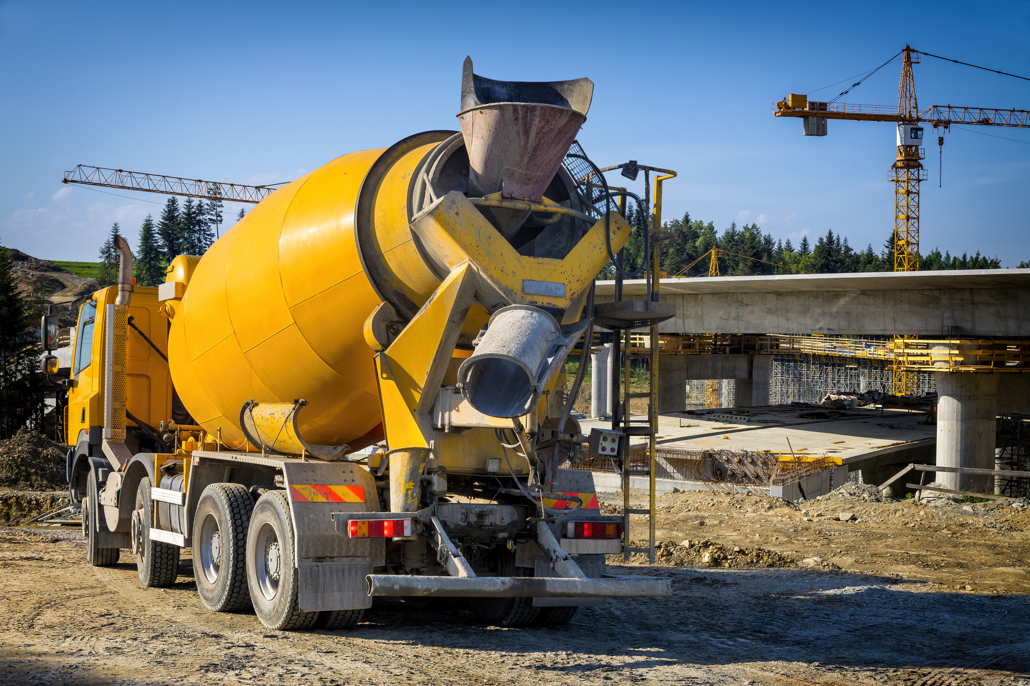 The Concrete mixer truck on the construction of highway | SCL